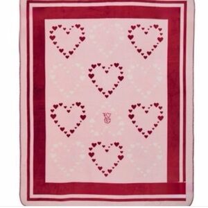 Victoria's Secret Pink and Red Heart Plush Throw
